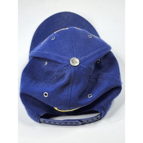 RARE Vtg 80's 90 Nike Swoosh Logo Blue Green Yellow Snapback Hat Cap Wool Blend - Picture 3 of 7